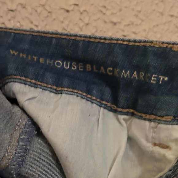 White House Black Market Women's Jeans Sz 4 Embroidered Bottom Cuff Skinny Crop - Picture 7 of 13